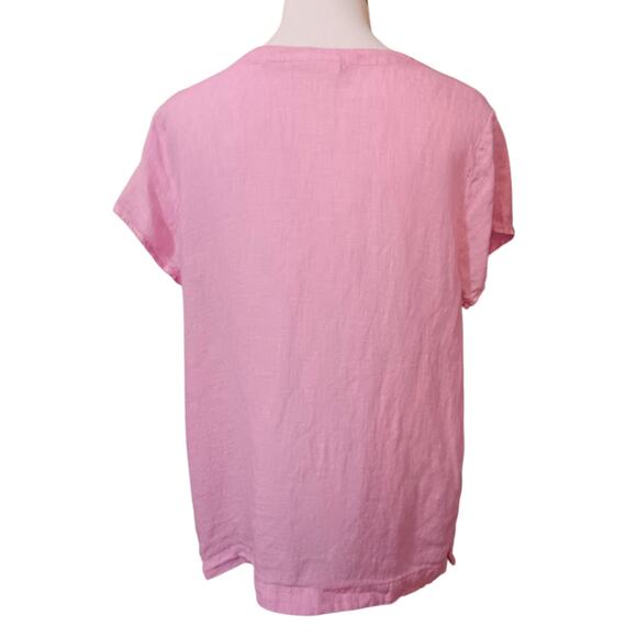 CYNTHIA ROWLEY 100%‎ Linen Top Blouse M Lightweight Pink Summer Layering Natural - Picture 2 of 10